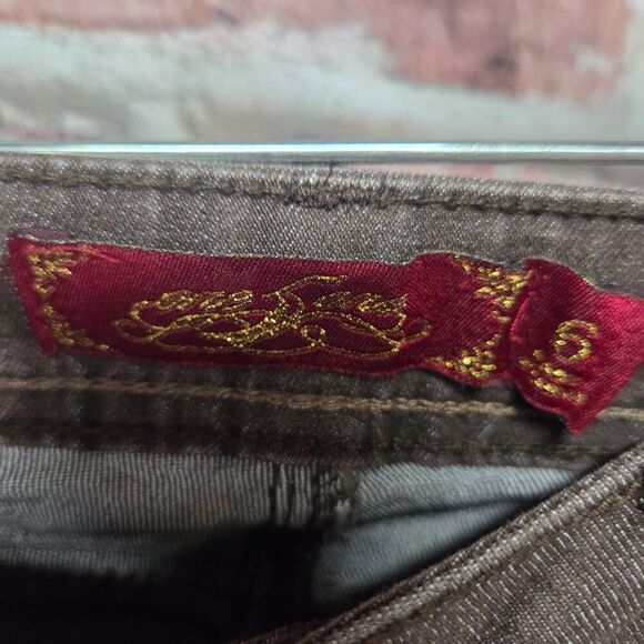 One 5 One Jeans 6 | Bejeweled Denim Sienna Brown Retro Glam Bootcut Western Chic - Picture 5 of 7